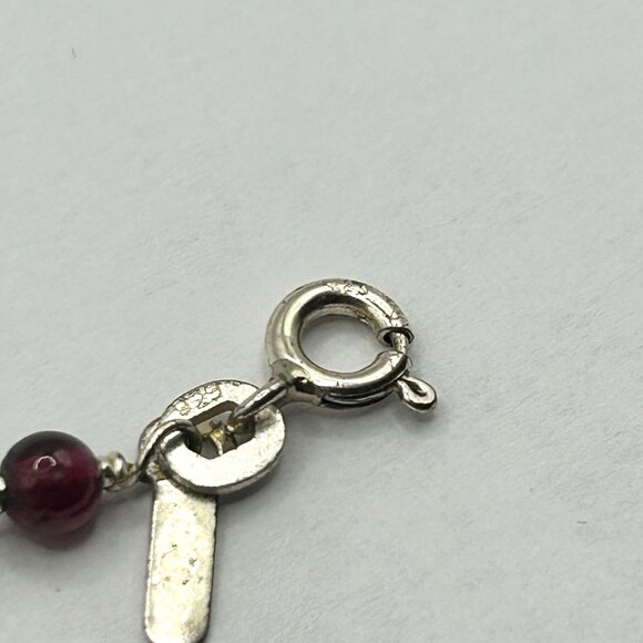 Garnet and 925 Sterling Silver 16" Y-Drop Necklace 3.9mm Beads - Picture 6 of 7